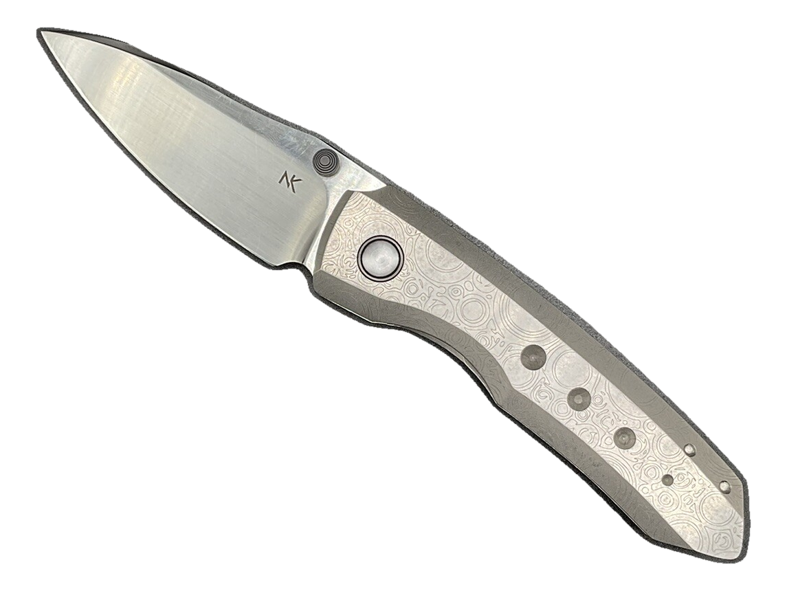 Chad Nell Utah Engraved Titanium Zirc Hardware Satin AEB-L Flipper Custom Knife