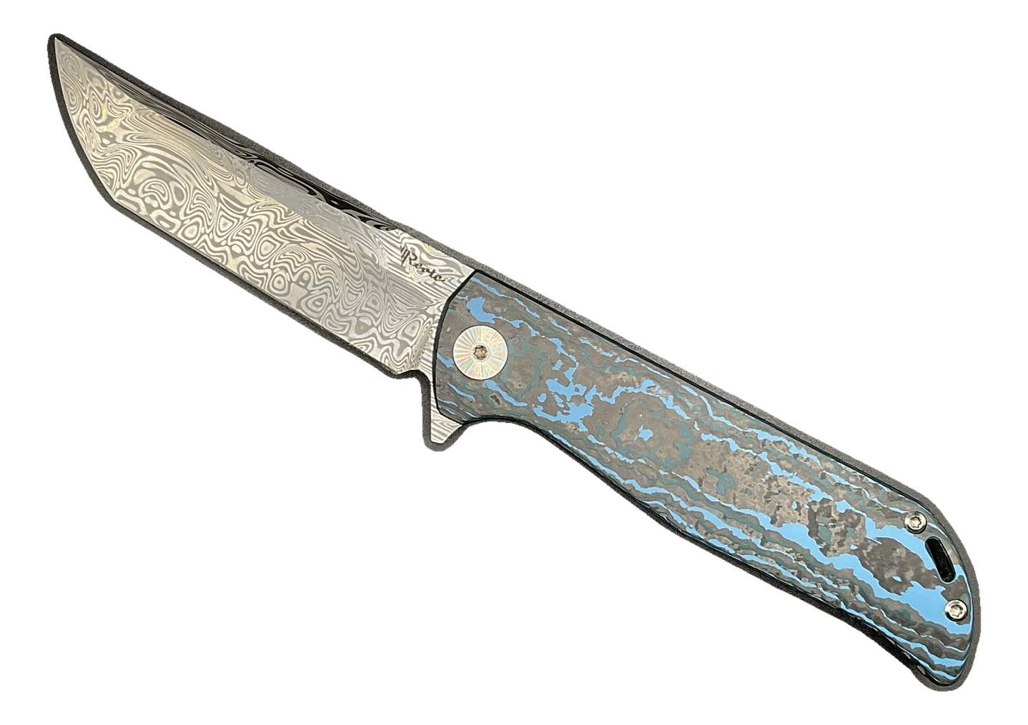 Reate Knives K2 Damasteel Tanto Arctic Carbon Fiber Titanium Exclusive 1 Of 2