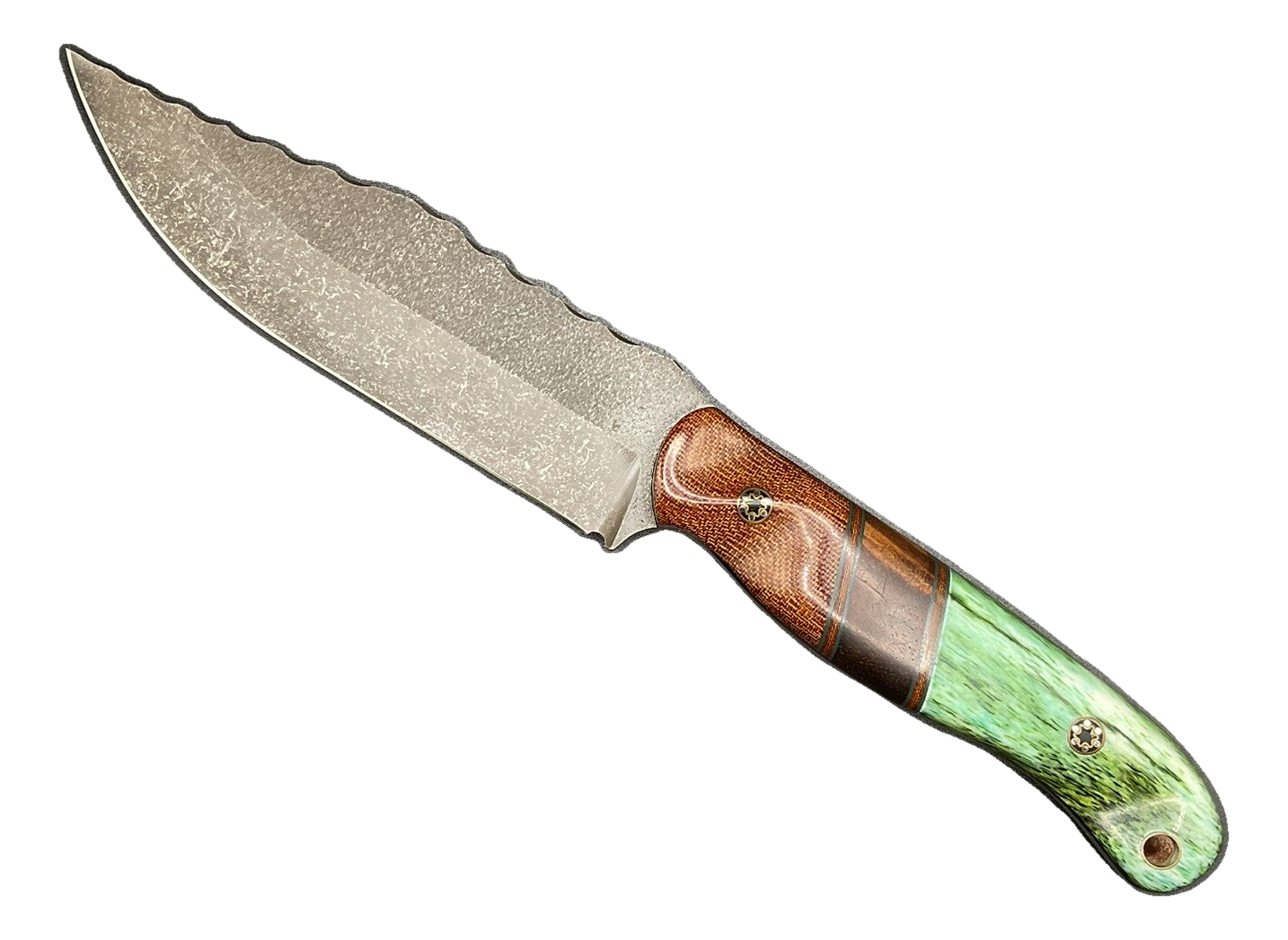 Half Face Blades Crow Scout Dyed Green Giraffe Bone Hawaiian Koa Natural Micarta