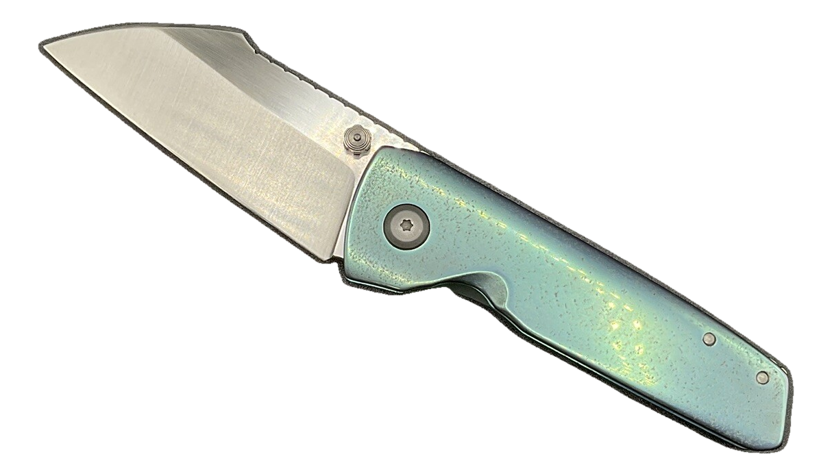 Morrish Made Knives Custom Skylon #5 Satin CPM154 Mermaid Anozied Titanium
