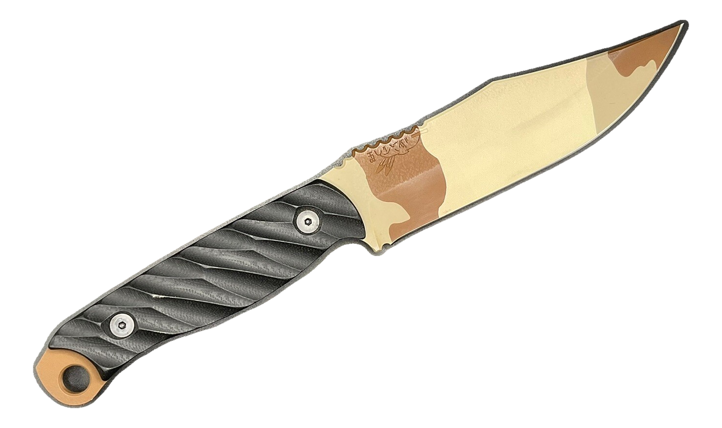 Half Face Blades Crow Scout Black G10 Desert Cerakote S35VN w/ Kydex Knife